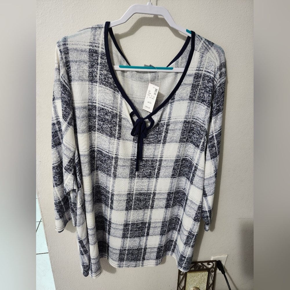 Blue and white tunic